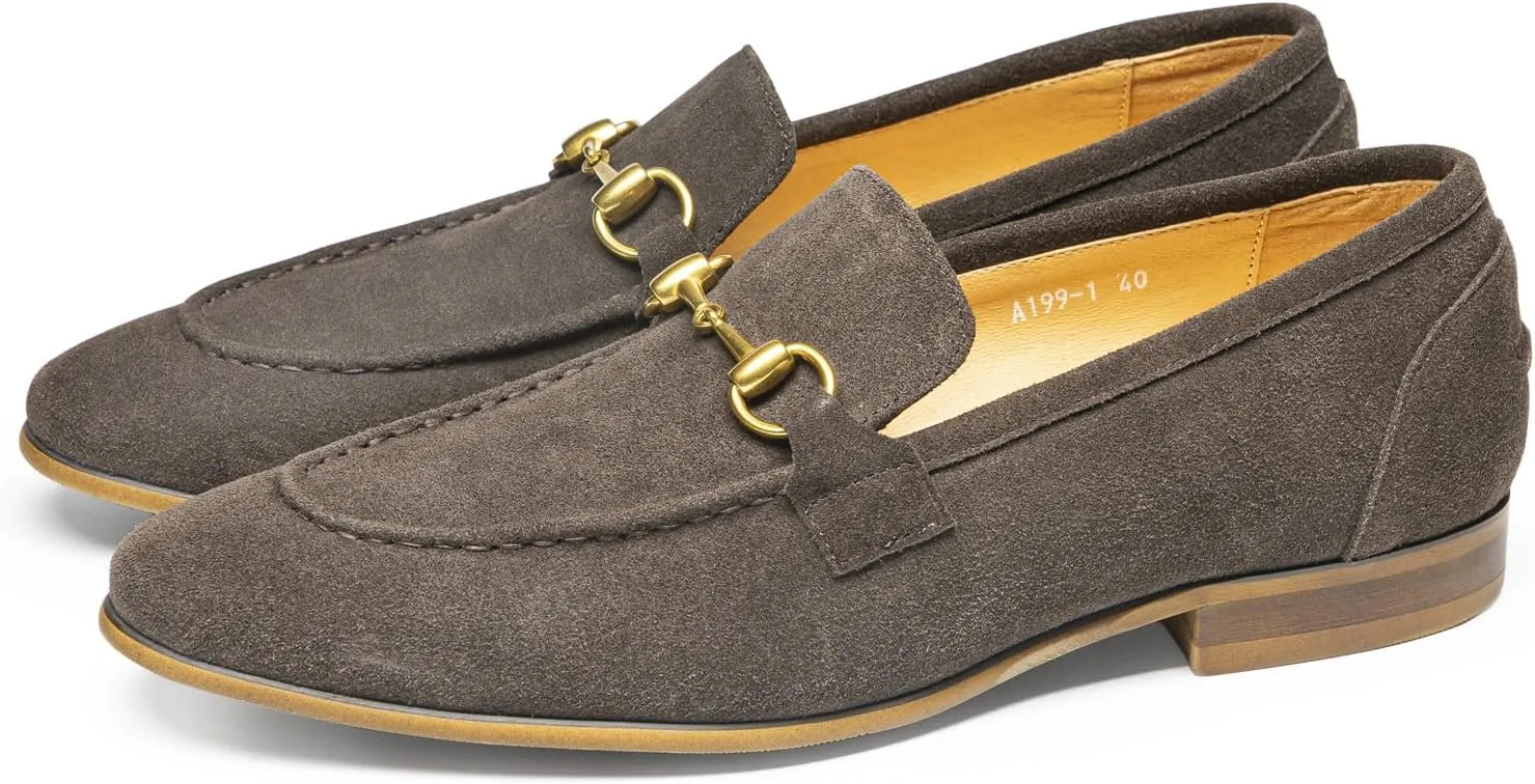 Loafers for Men - Genuine Leather Horsebit Loafers | Classic Dress Shoes with Polished Metal Detail for Formal Wear