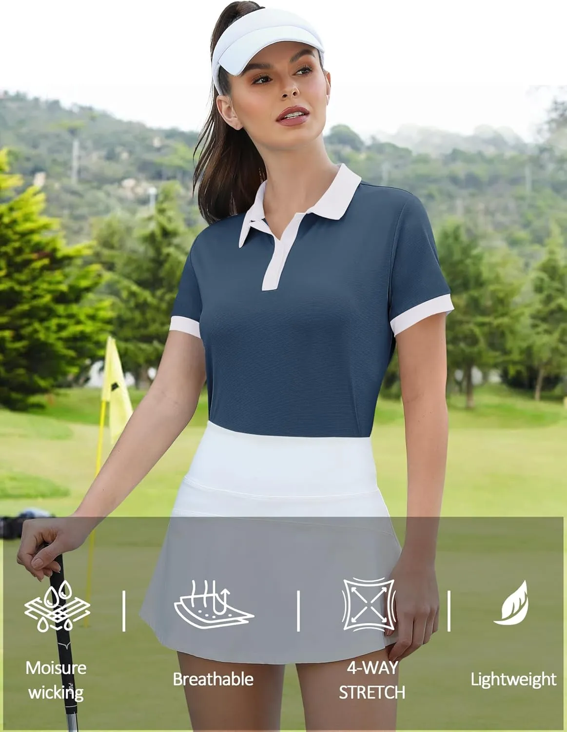 LOMON Womens Golf Polo Shirts Short Sleeve Collared Tops Lightweight Moisture Wicking Tennis Activewear S-XXL
