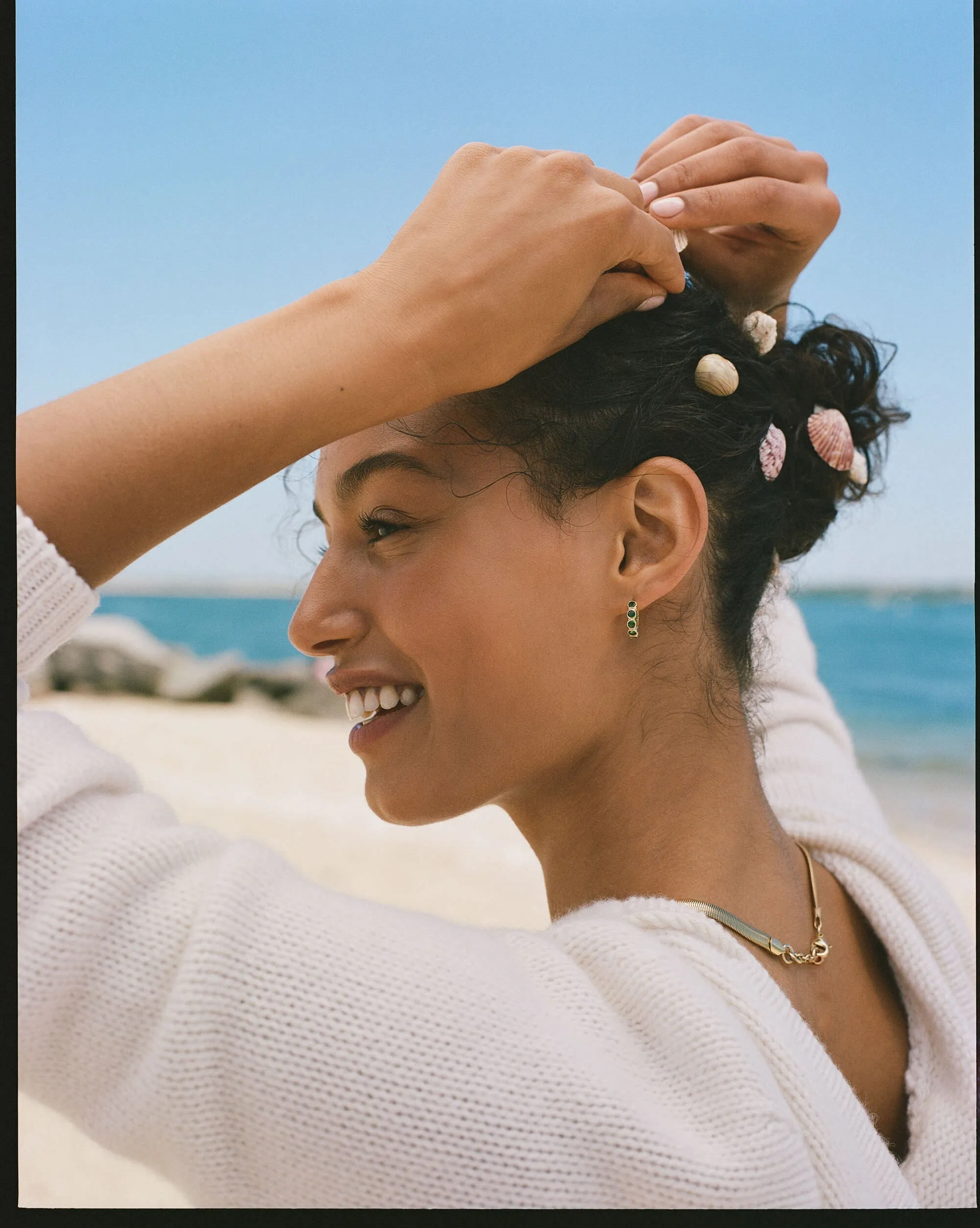 Malachite Huggie Hoop Earrings