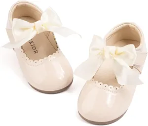 Mary Jane Little Girls Dress Shoes Toddler Baby Ballet Flats Flower Girls Wedding Party Bow Princess Kid Shoes