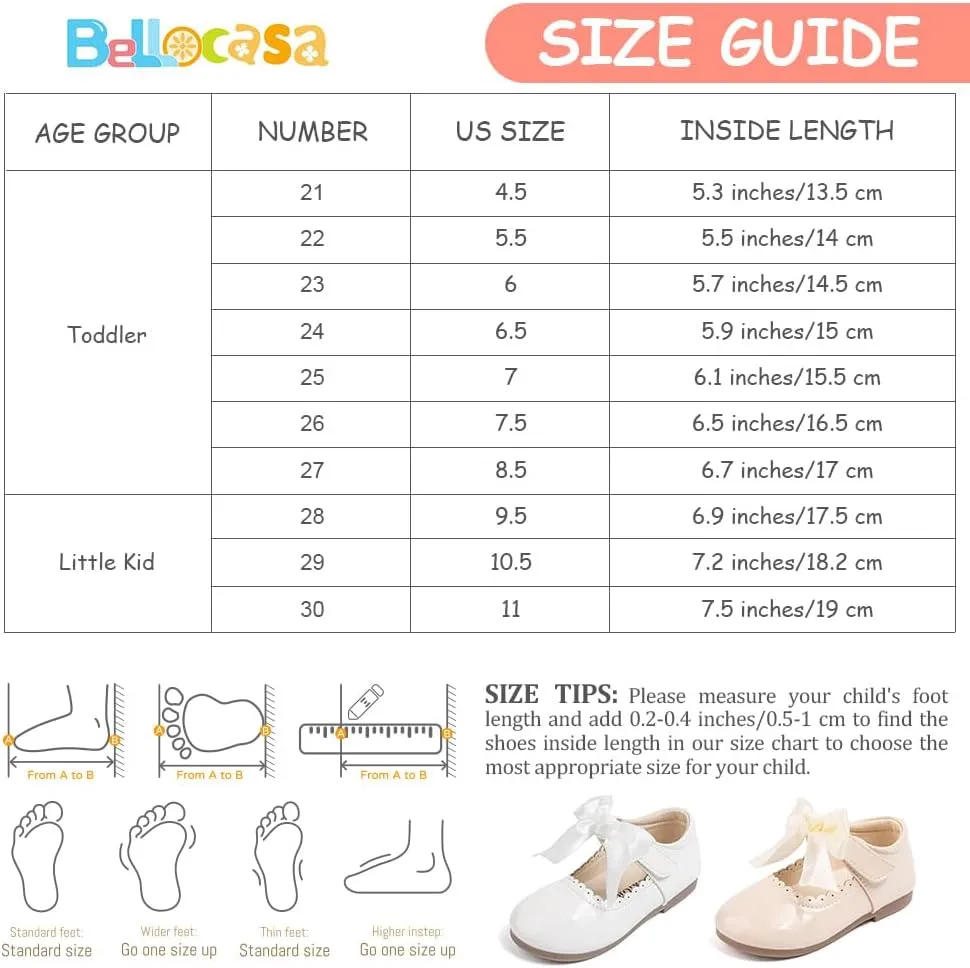 Mary Jane Little Girls Dress Shoes Toddler Baby Ballet Flats Flower Girls Wedding Party Bow Princess Kid Shoes