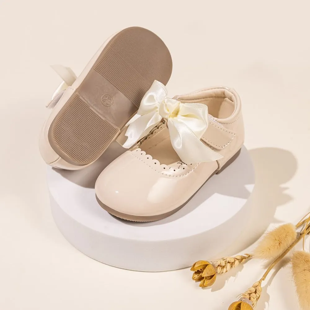 Mary Jane Little Girls Dress Shoes Toddler Baby Ballet Flats Flower Girls Wedding Party Bow Princess Kid Shoes