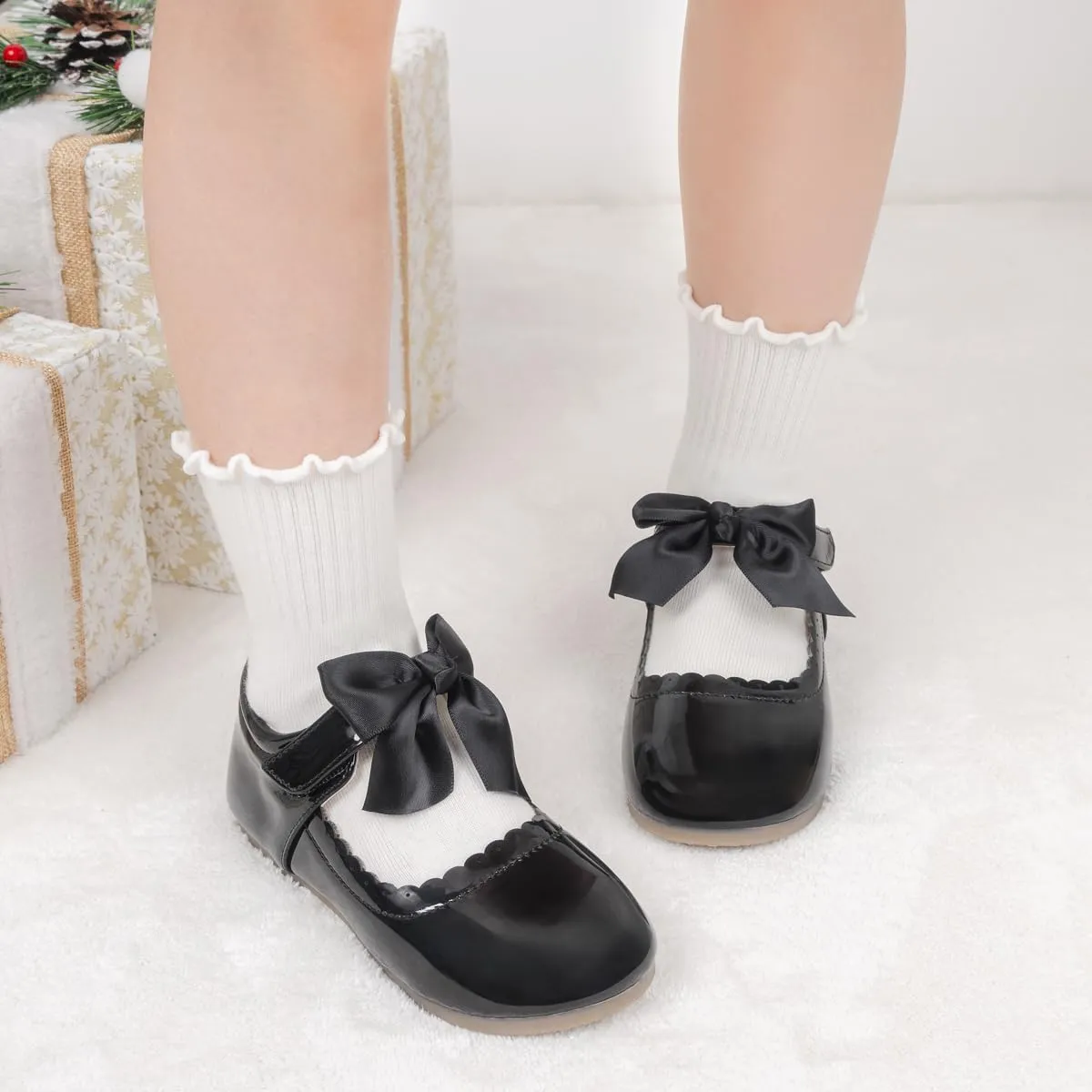 Mary Jane Little Girls Dress Shoes Toddler Baby Ballet Flats Flower Girls Wedding Party Bow Princess Kid Shoes