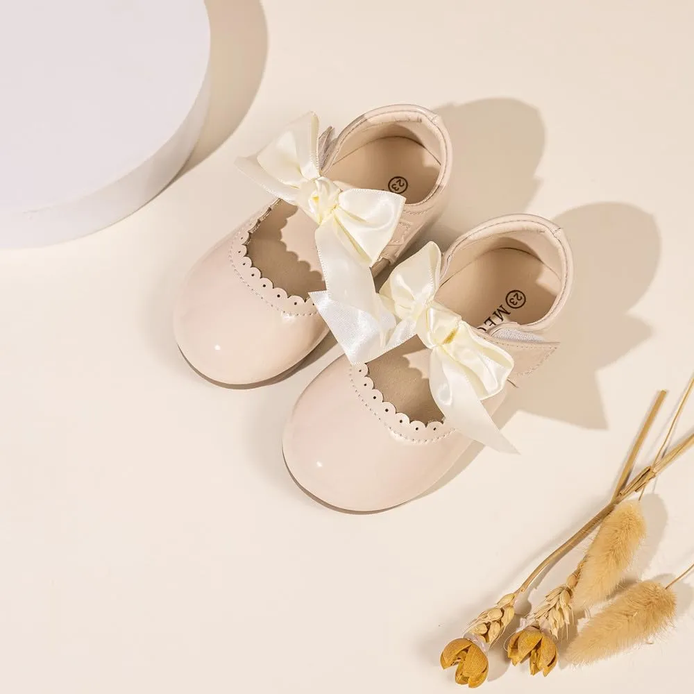 Mary Jane Little Girls Dress Shoes Toddler Baby Ballet Flats Flower Girls Wedding Party Bow Princess Kid Shoes