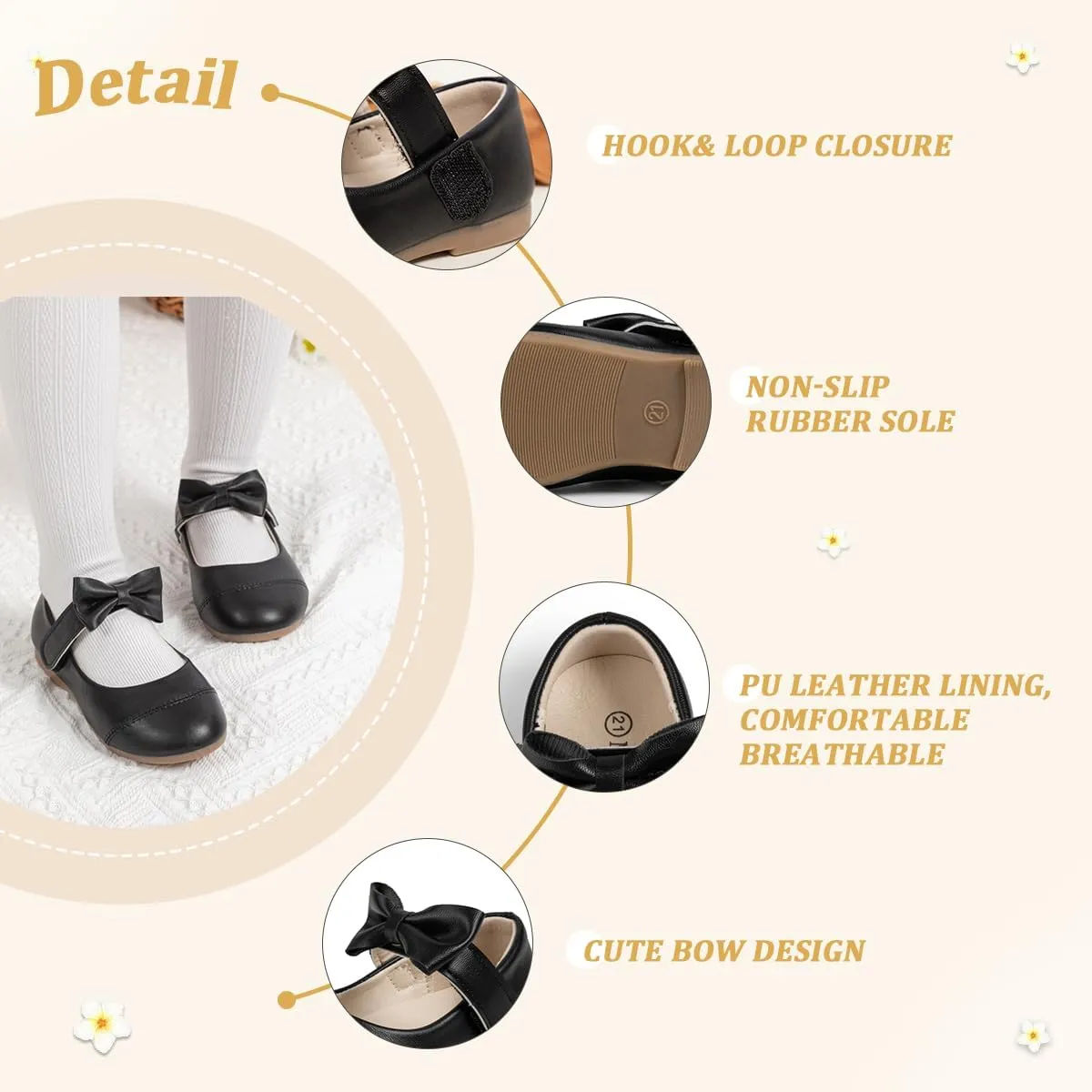 Mary Jane Little Girls Dress Shoes Toddler Baby Ballet Flats Flower Girls Wedding Party Bow Princess Kid Shoes