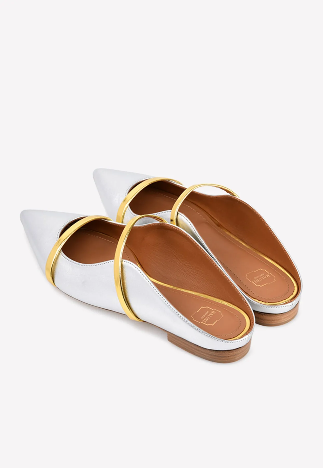 Maureen Flat Mules in Metallic Leather