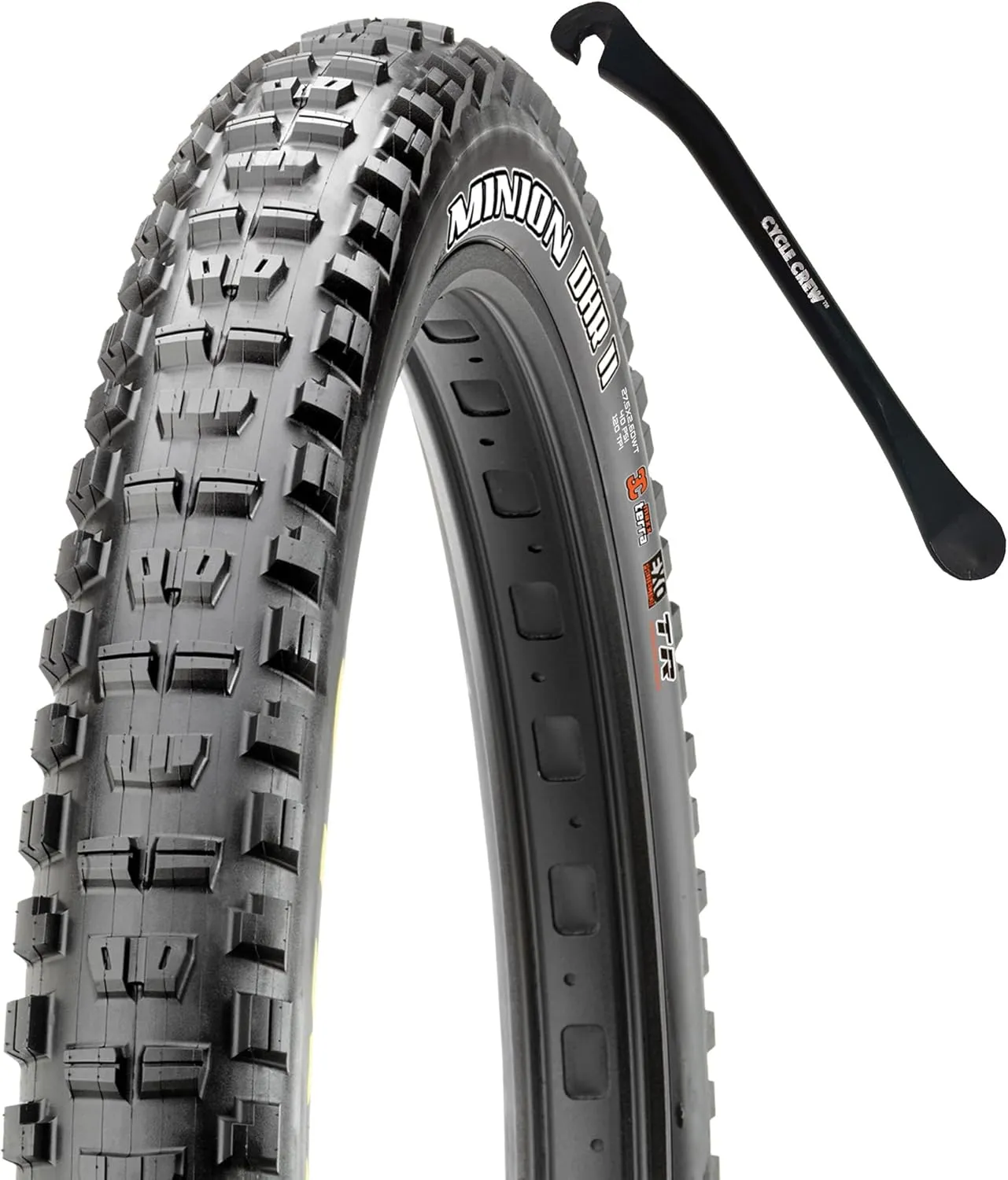 MAXXIS Minion DHF or DHR II 24" 26" 27.5" & 29" Mountain Bike Tire Bundle with Cycle Crew Tire Lever