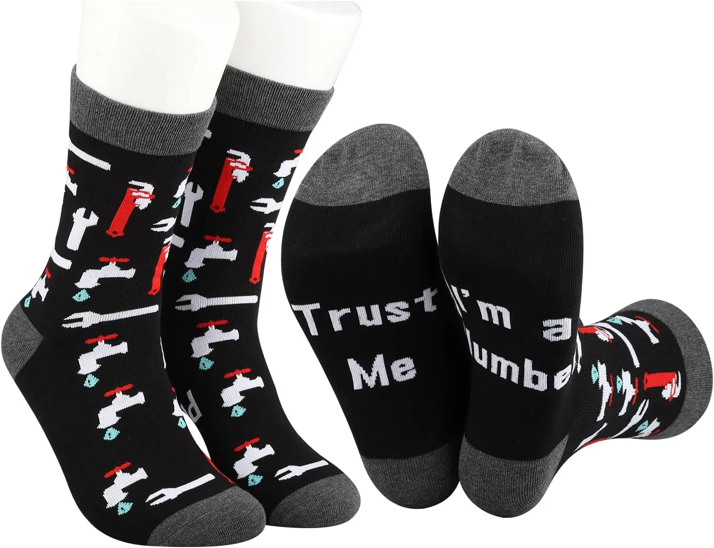 MBMSO Plumbing Socks - 2 Pairs Trust Me I'm a Plumber Socks Funny Plumber Gift for Men