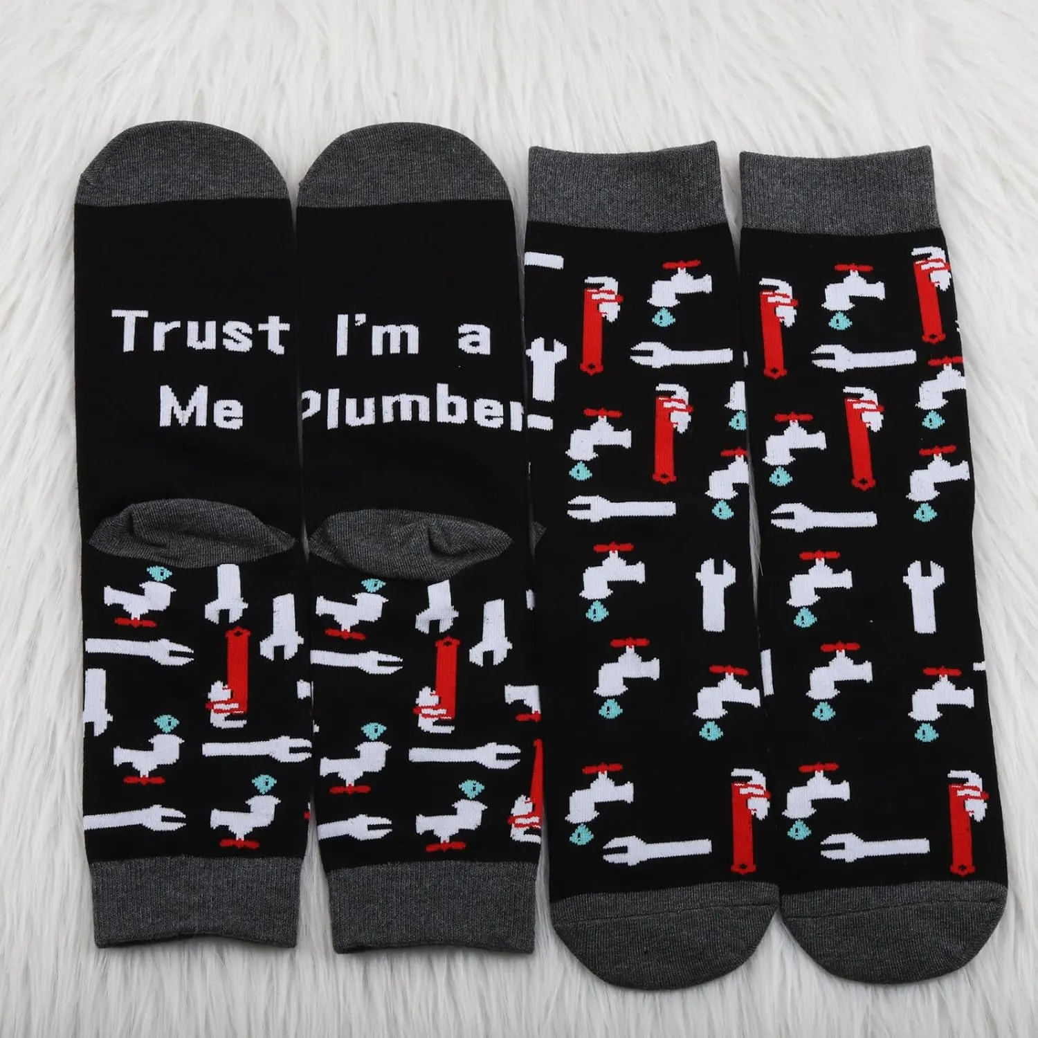 MBMSO Plumbing Socks - 2 Pairs Trust Me I'm a Plumber Socks Funny Plumber Gift for Men