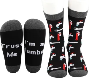MBMSO Plumbing Socks - 2 Pairs Trust Me I'm a Plumber Socks Funny Plumber Gift for Men
