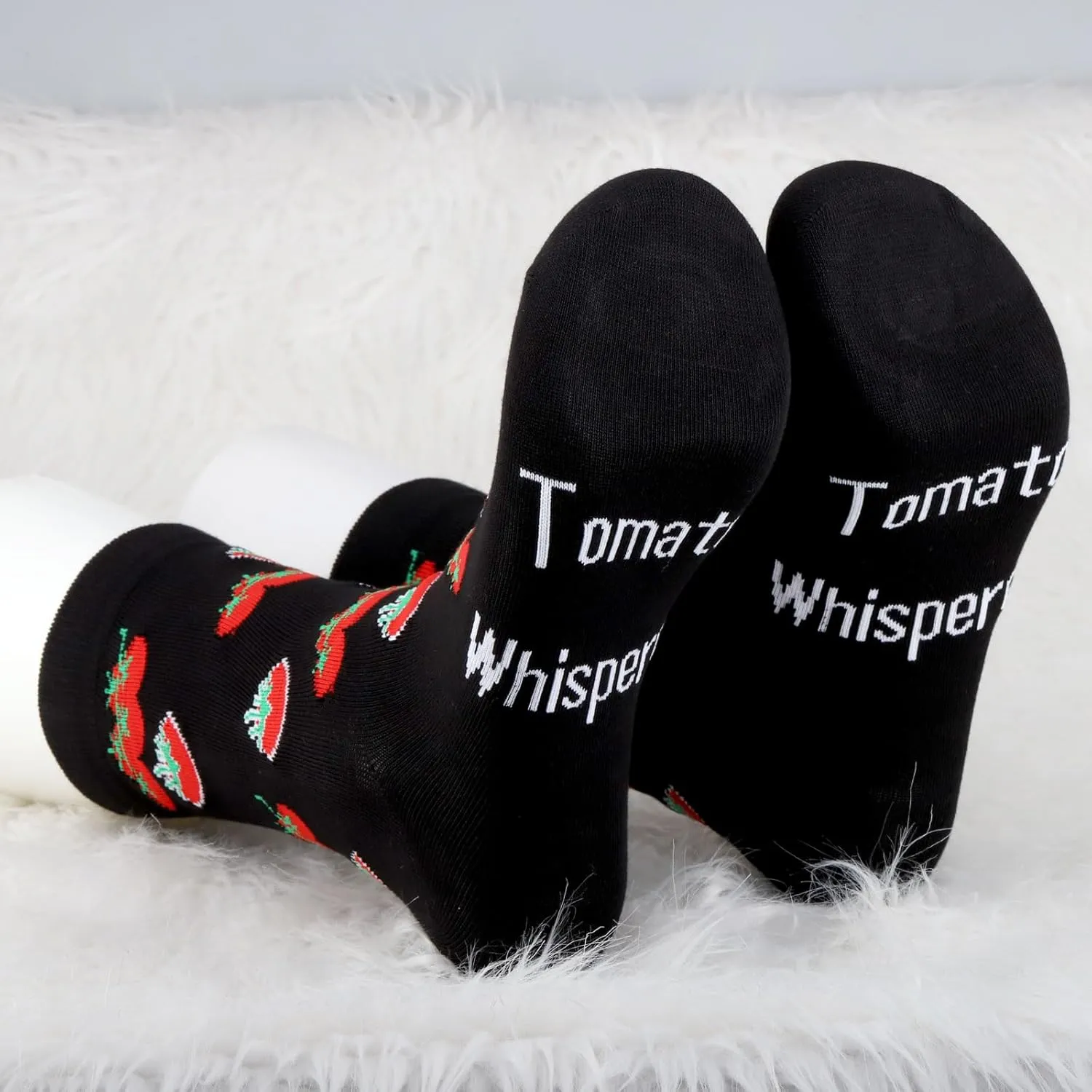MBMSO Tomato Whisperer Socks - Vegetarian Gift for Tomato Lover, Funny Vegan Socks for Grower, Gardener, Farmer