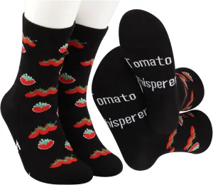 MBMSO Tomato Whisperer Socks - Vegetarian Gift for Tomato Lover, Funny Vegan Socks for Grower, Gardener, Farmer