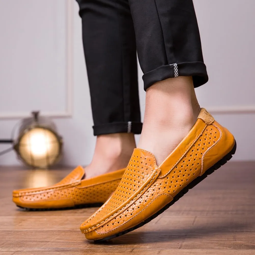 Men's Casual Genuine Leather Penny Loafer Flats Slip On Soft Walking Driving Shoes