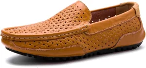 Men's Casual Genuine Leather Penny Loafer Flats Slip On Soft Walking Driving Shoes