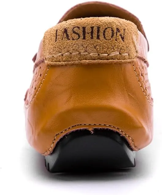 Men's Casual Genuine Leather Penny Loafer Flats Slip On Soft Walking Driving Shoes