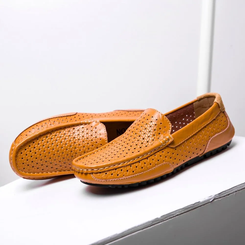 Men's Casual Genuine Leather Penny Loafer Flats Slip On Soft Walking Driving Shoes