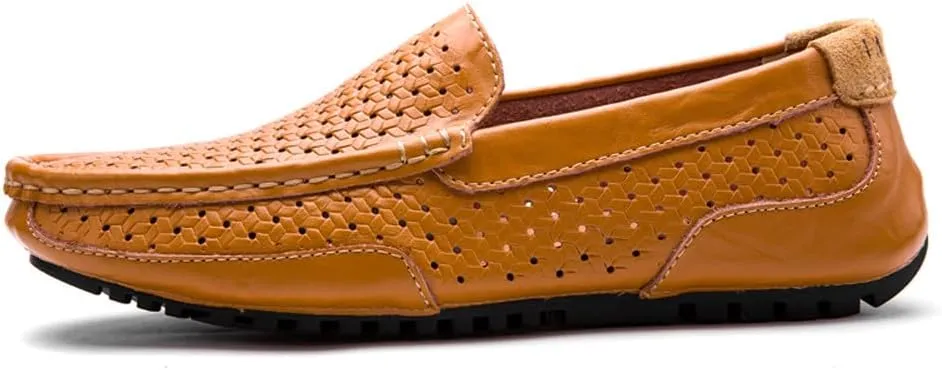 Men's Casual Genuine Leather Penny Loafer Flats Slip On Soft Walking Driving Shoes