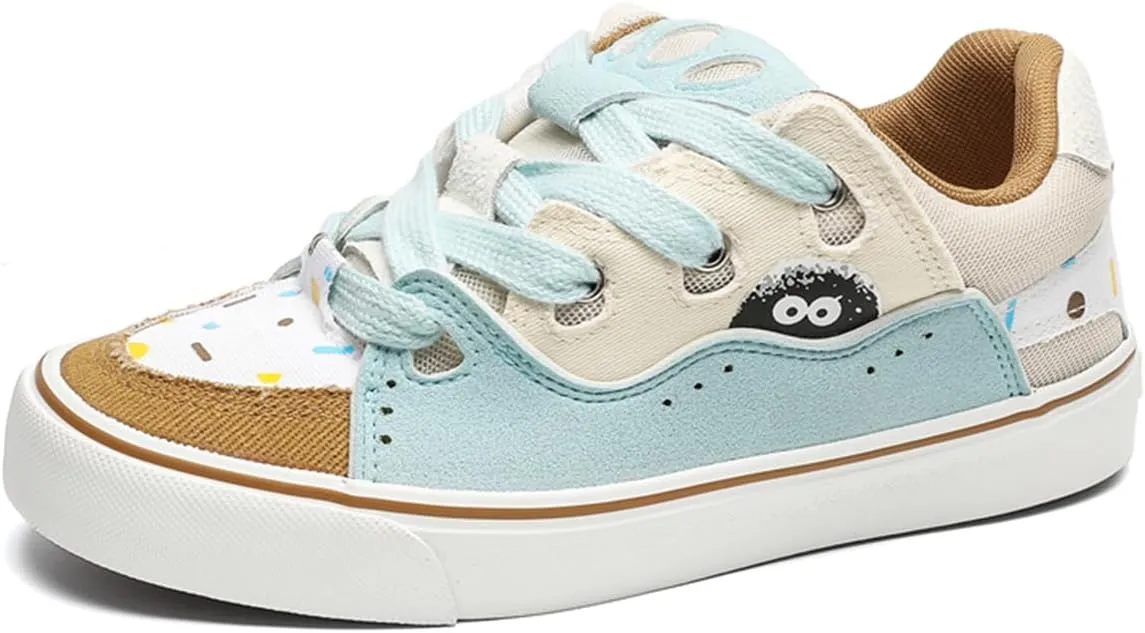 Men's Casual Low Top Sneakers Women Lace-Up Walking Flats Fashion Colorblock Skateboard Shoes