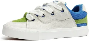 Men's Casual Low Top Sneakers Women Lace-Up Walking Flats Fashion Colorblock Skateboard Shoes