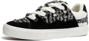 Men's Casual Low Top Sneakers Women Lace-Up Walking Flats Fashion Colorblock Skateboard Shoes