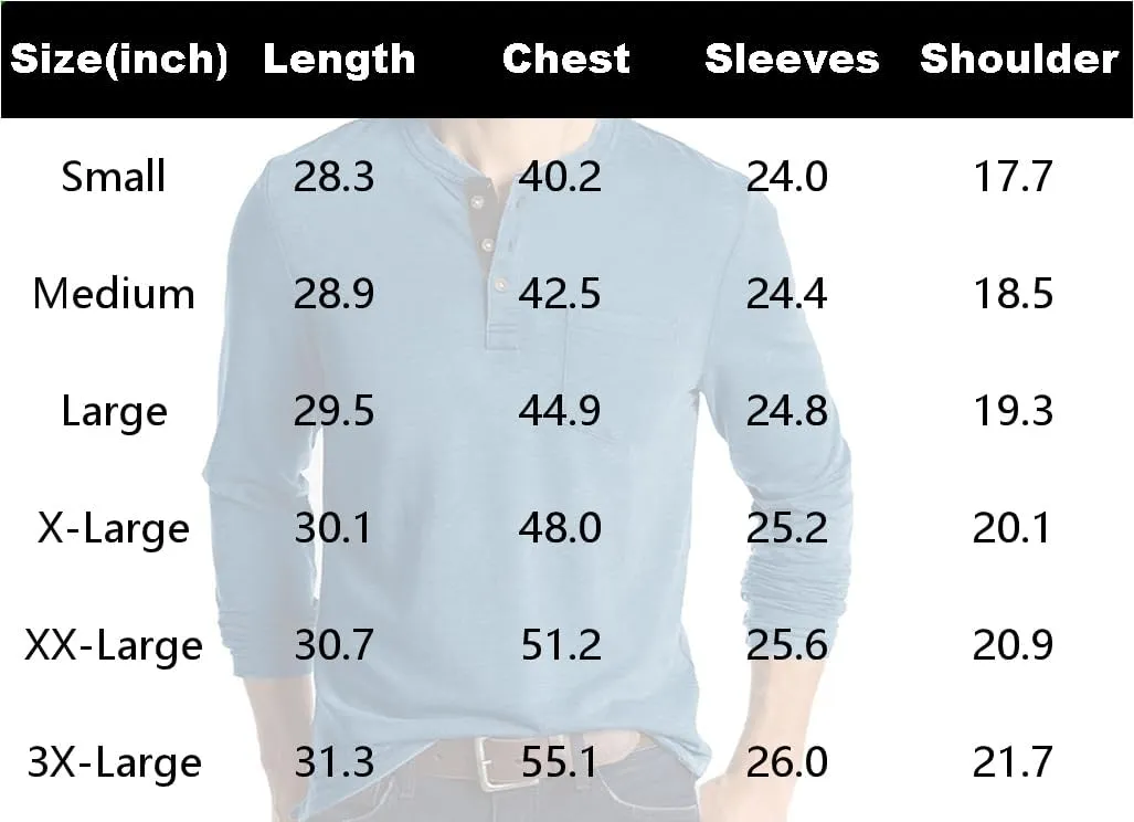 Mens Casual Short Sleeve Henley Shirts Fashion Button T Shirts with Pocket