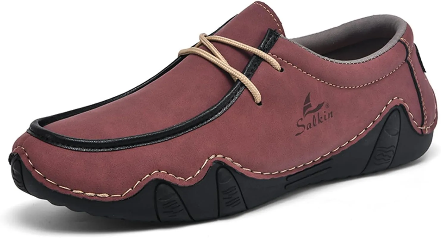 Men's Casual Wide Loafers Comfort Round Toe Slip On Faux Leather Walking Shoes Sofft Lightweight Moccasin Boat Shoes for House Outdoor Driving Travel