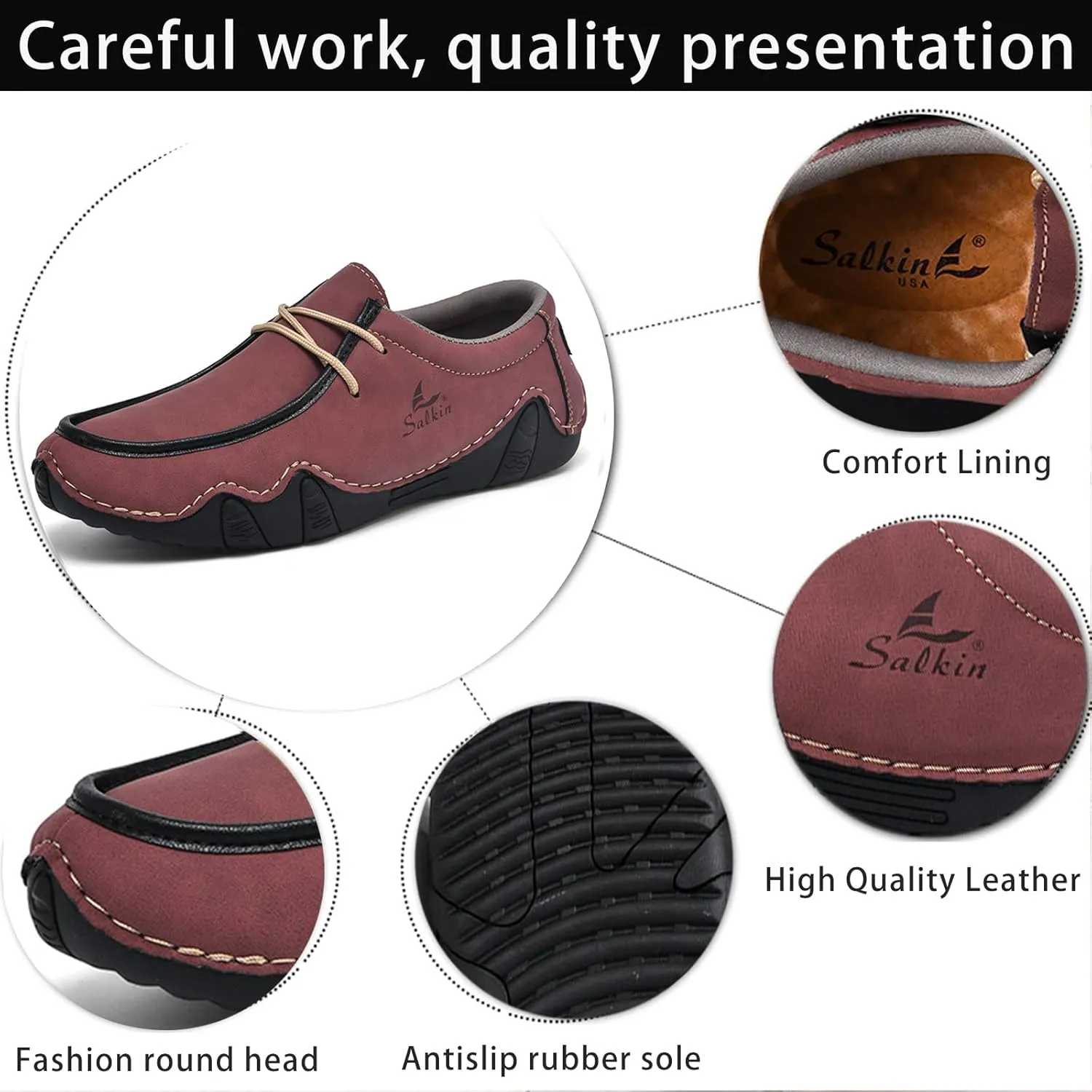 Men's Casual Wide Loafers Comfort Round Toe Slip On Faux Leather Walking Shoes Sofft Lightweight Moccasin Boat Shoes for House Outdoor Driving Travel