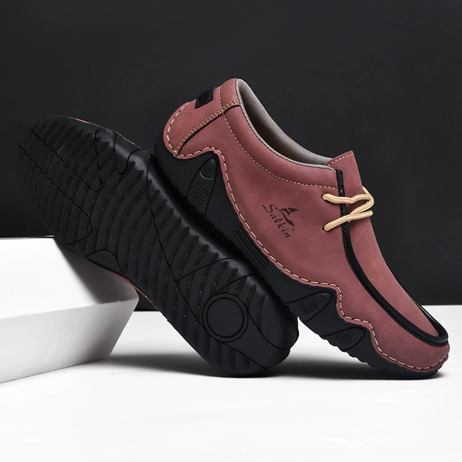 Men's Casual Wide Loafers Comfort Round Toe Slip On Faux Leather Walking Shoes Sofft Lightweight Moccasin Boat Shoes for House Outdoor Driving Travel
