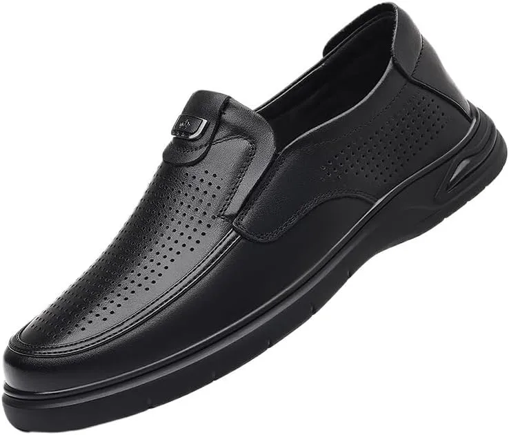 Men's Formal Business Leather Slip-On Shoes Men Office Wedding Comfortable Modern Mesh Loafers