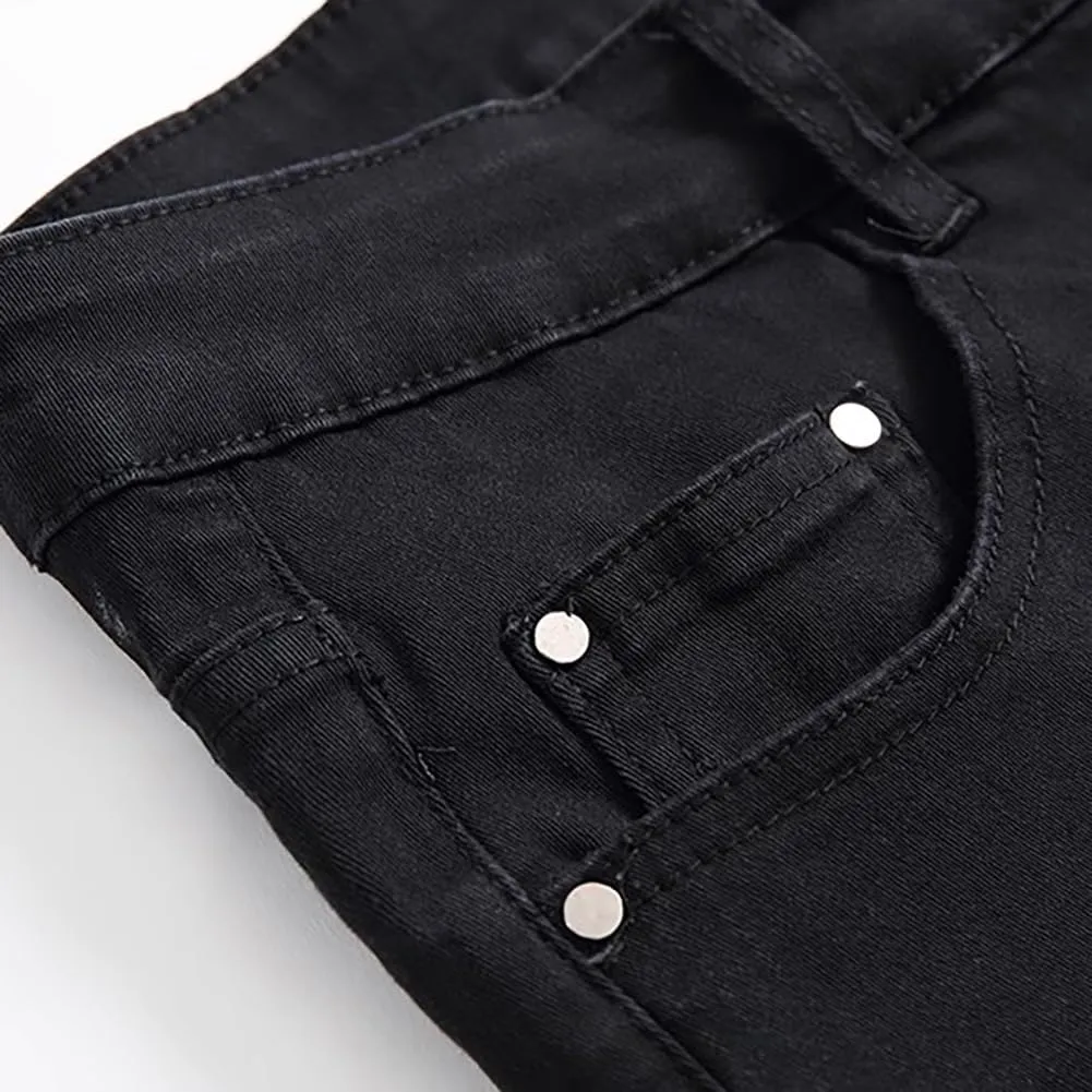 Men's Jeans Skinny Trendy Dragon Print Stretchy Fashion Hip Hop Straight Leg Jean Pants Size 28-38