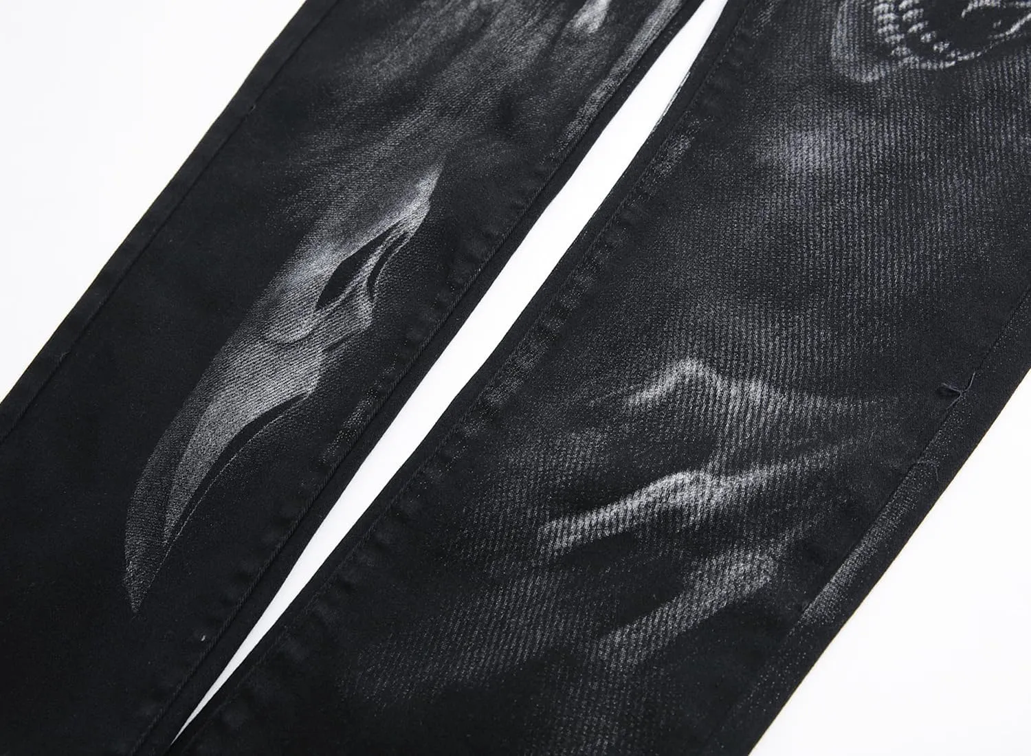 Men's Jeans Skinny Trendy Dragon Print Stretchy Fashion Hip Hop Straight Leg Jean Pants Size 28-38