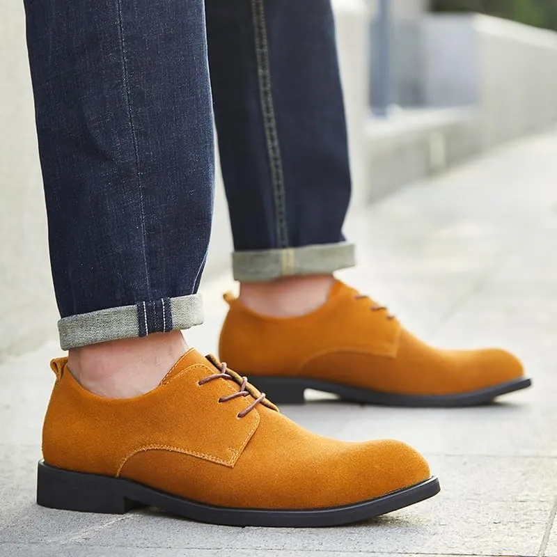 Men's Suede Oxfords - Wide Width, Comfortable Round Toe Dress Shoes in British Style for Casual & Office