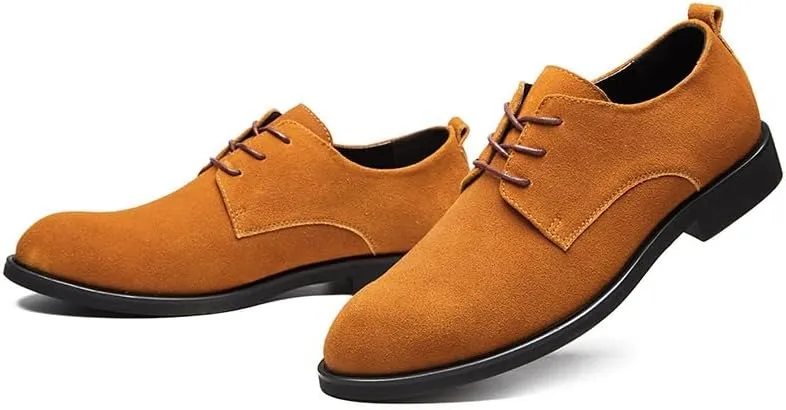 Men's Suede Oxfords - Wide Width, Comfortable Round Toe Dress Shoes in British Style for Casual & Office