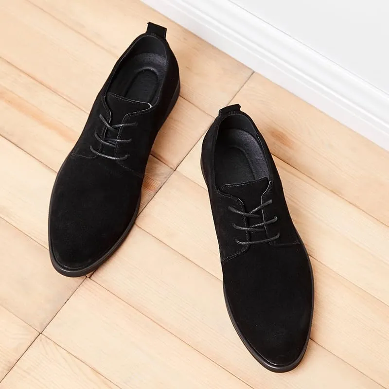 Men's Suede Oxfords - Wide Width, Comfortable Round Toe Dress Shoes in British Style for Casual & Office