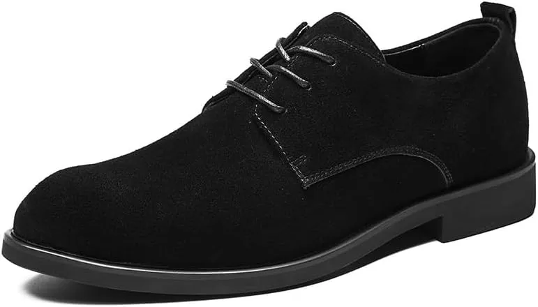 Men's Suede Oxfords - Wide Width, Comfortable Round Toe Dress Shoes in British Style for Casual & Office
