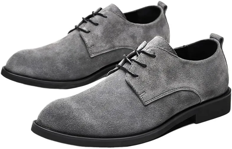 Men's Suede Oxfords - Wide Width, Comfortable Round Toe Dress Shoes in British Style for Casual & Office