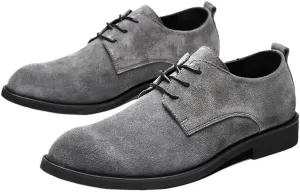 Men's Suede Oxfords - Wide Width, Comfortable Round Toe Dress Shoes in British Style for Casual & Office
