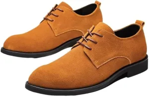 Men's Suede Oxfords - Wide Width, Comfortable Round Toe Dress Shoes in British Style for Casual & Office
