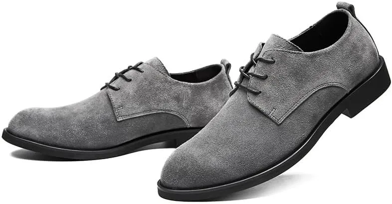 Men's Suede Oxfords - Wide Width, Comfortable Round Toe Dress Shoes in British Style for Casual & Office