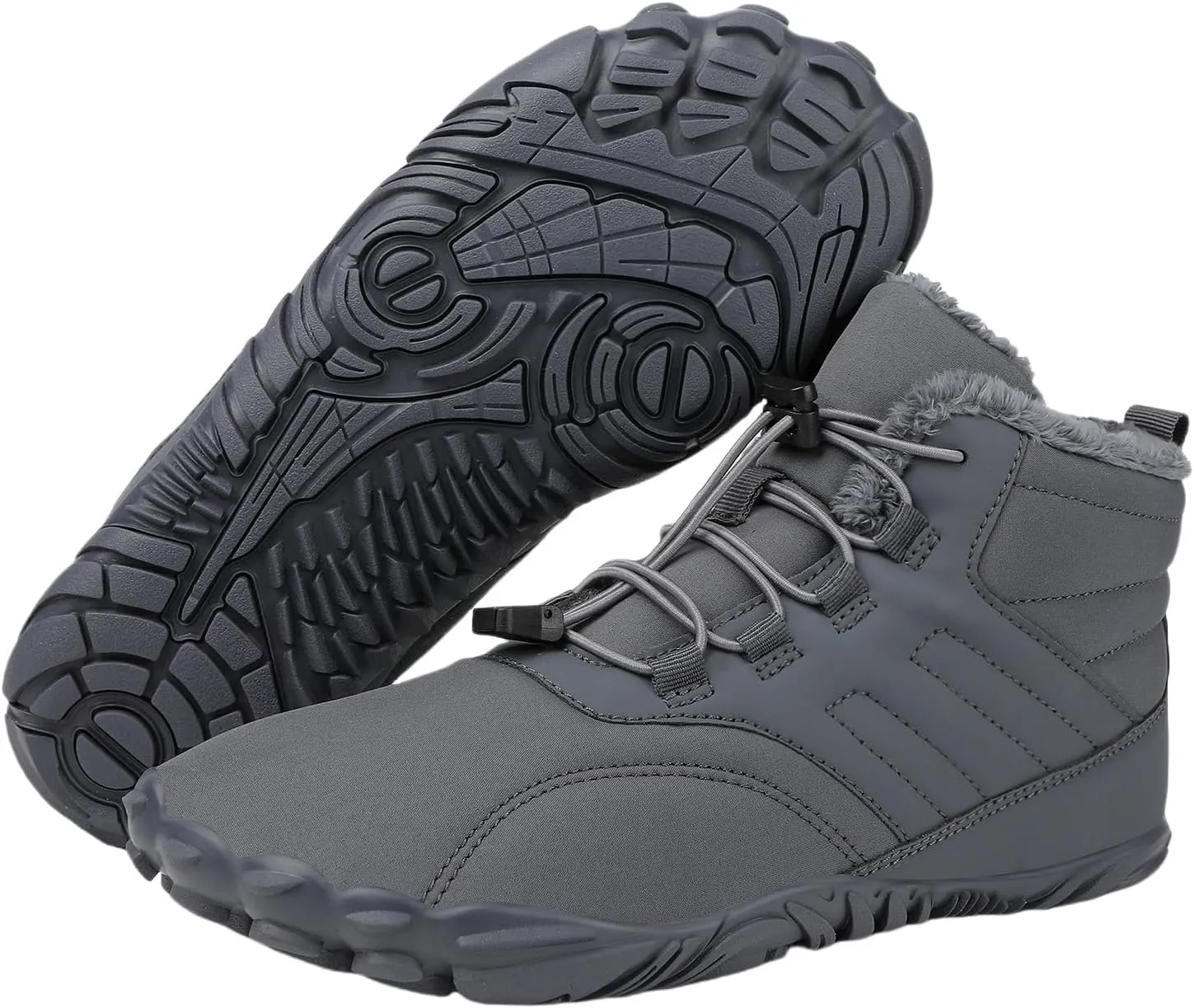 Men's Women's Winter Barefoot Hiking Boots, Slip On Warm Zero Drop Snow Boot, Wide Toe Box Ankle boots, Minimalist Waterproof Shoes, Five Finger Sneakers Hike Shoes for Hiking Walking Outdoor Unisex