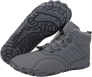 Men's Women's Winter Barefoot Hiking Boots, Slip On Warm Zero Drop Snow Boot, Wide Toe Box Ankle boots, Minimalist Waterproof Shoes, Five Finger Sneakers Hike Shoes for Hiking Walking Outdoor Unisex