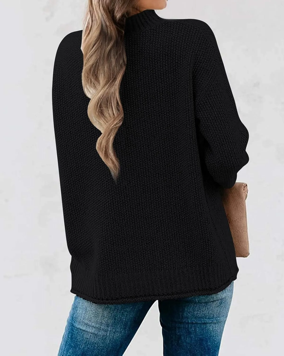 MEROKEETY Women's Long Sleeve Turtleneck Cozy Knit Sweater Casual Loose Pullover Jumper Tops