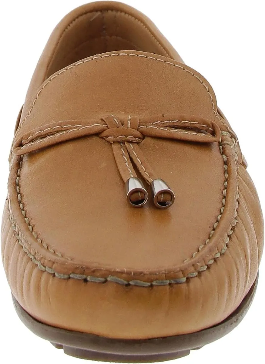 MJNY Womens Casual Comfortable Genuine Leather Lightweight Driving Moccasins Classic Fashion Tiebow Slip On Ladies Driving Loafer Flat Shoes