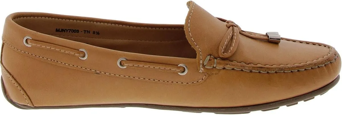 MJNY Womens Casual Comfortable Genuine Leather Lightweight Driving Moccasins Classic Fashion Tiebow Slip On Ladies Driving Loafer Flat Shoes