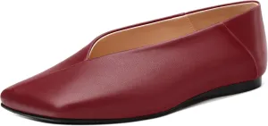 MODENCOCO Womens Flats Square Toe Ballet Flat for Women Loafers Flats Dress Shoes Comfortable Business Casual Work Shoes