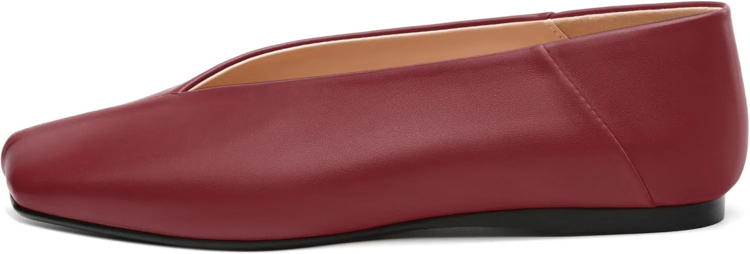 MODENCOCO Womens Flats Square Toe Ballet Flat for Women Loafers Flats Dress Shoes Comfortable Business Casual Work Shoes
