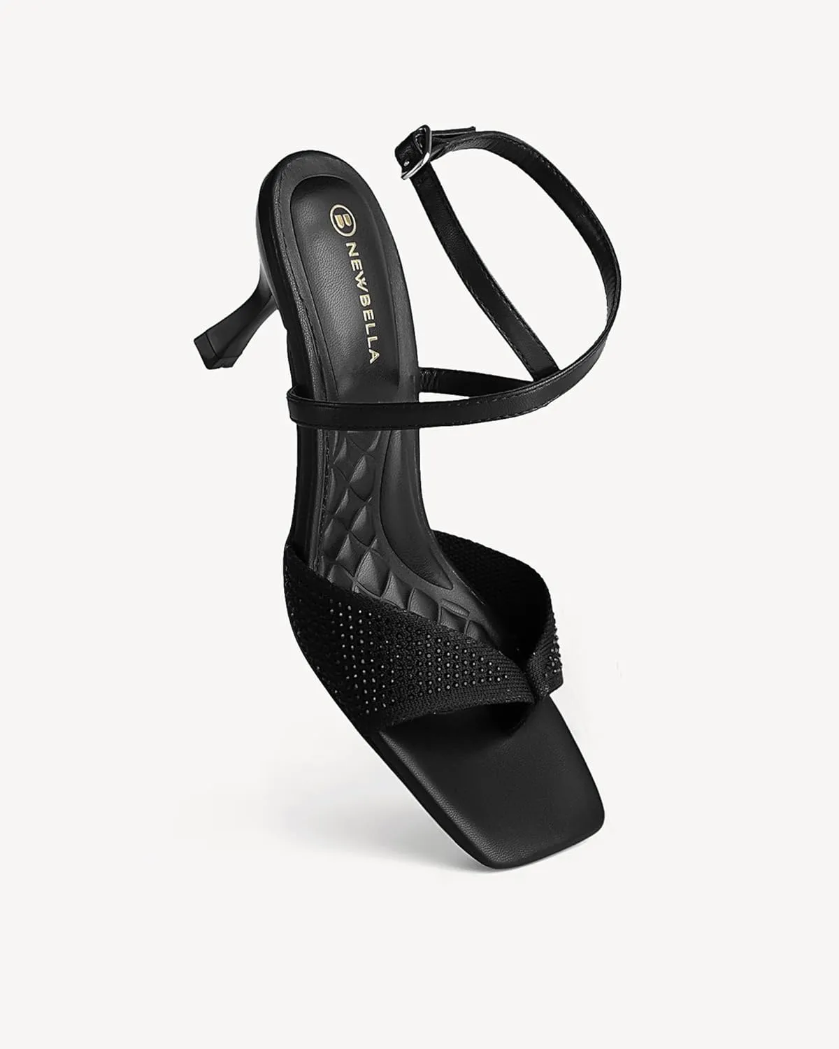 MOUSSE FIT Women Square Toe Heeled Sandals, Sweet Mesh Women Heeled Sandals with Stiletto Heel for Party Wedding Dress Shoes