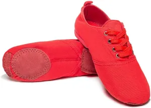 MSMAX Jazz Shoes for Women Girls Split Sole Canvas Ballet Dance Teaching Flats Red 7 M US Women