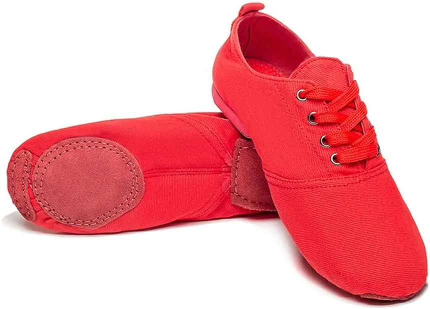 MSMAX Jazz Shoes for Women Girls Split Sole Canvas Ballet Dance Teaching Flats Red 7 M US Women