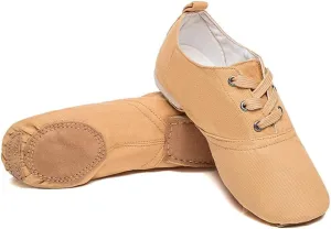 MSMAX Jazz Shoes for Women Girls Split Sole Canvas Ballet Dance Teaching Flats Tan 6 M US Women